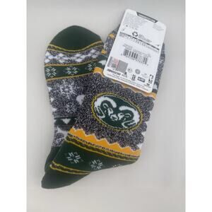 For Bare Feet NCAA Colorado State Rams Holiday Sock Marble Gray LARGE *READ..